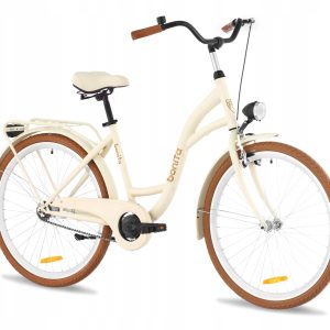 DAMSKI MIEJSKI ROWER 28 LEKKA DAMKA BONITA BEŻOWA VELOSTEEL ECO + GRATISY